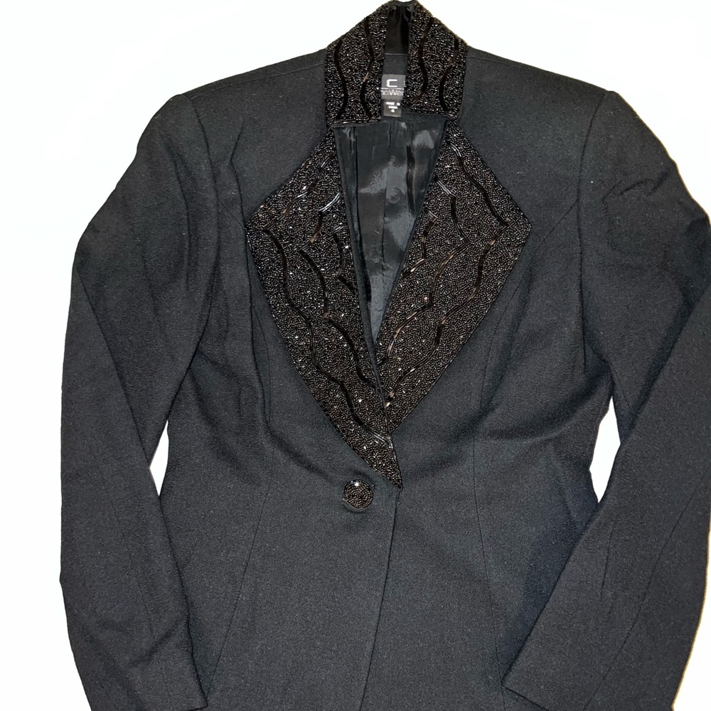 Bicci Evening Wear Black Wool Crepe pant suit size 4 Worn once. Exc. condition
